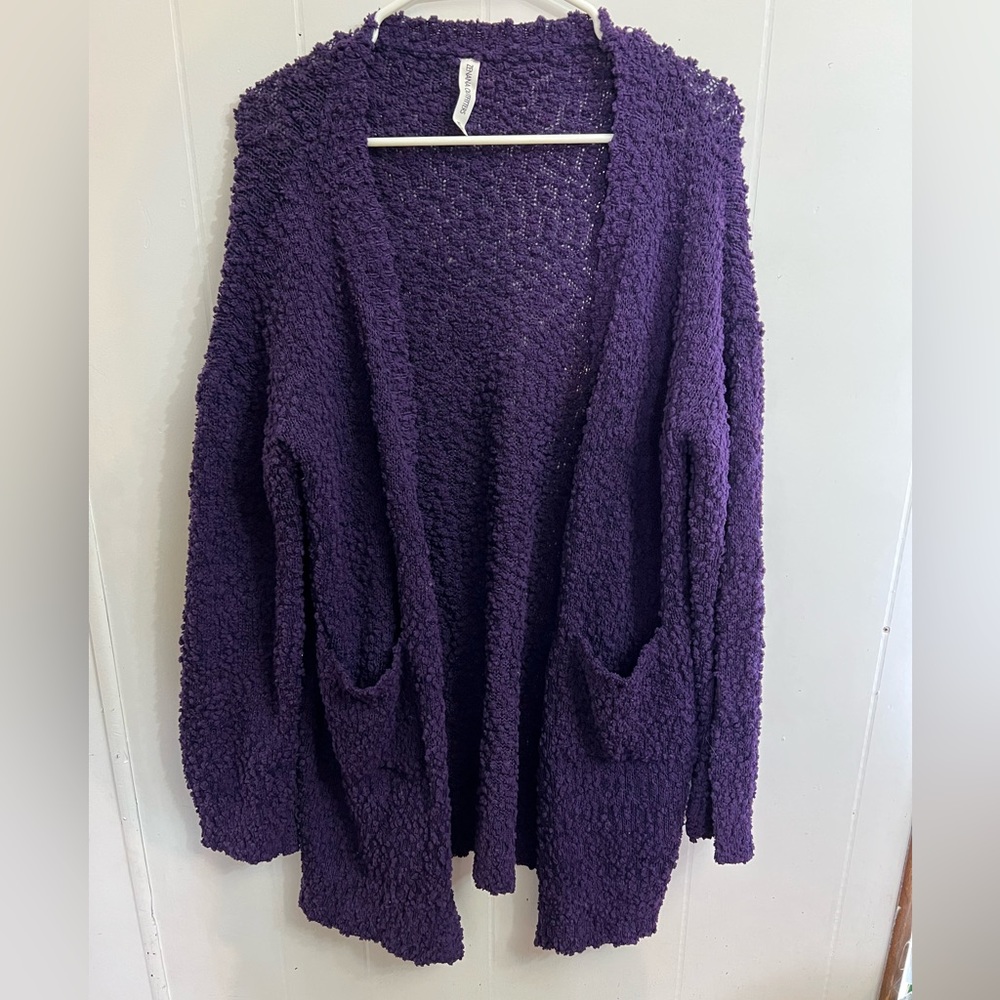 Purple popcorn cardigan